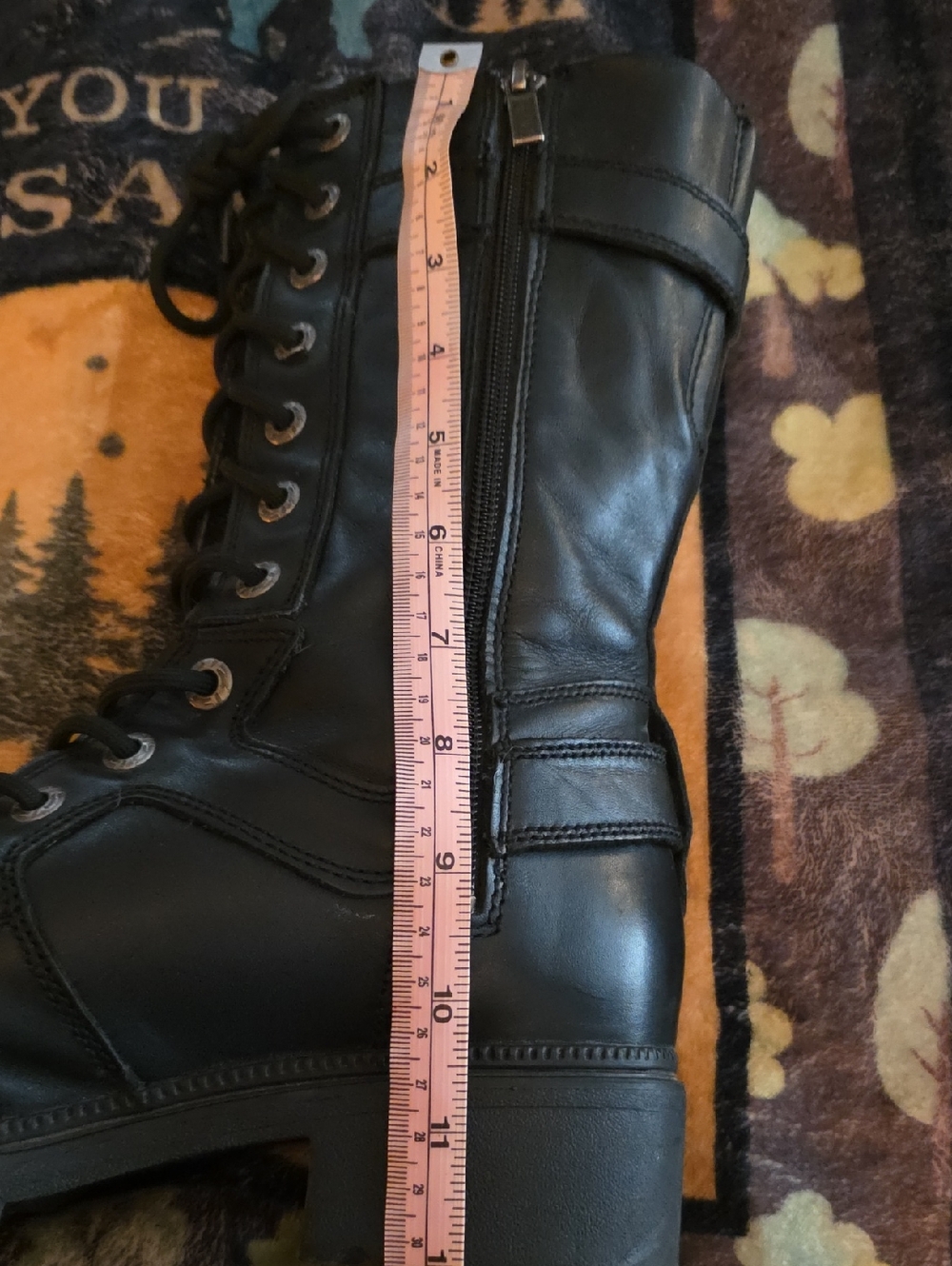 Harley-Davidson Black Leather Lace-Up Motorcycle Boot, Zipper Sides. No Box. - Picture 11 of 12